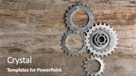  Presentation with mechanism - Beautiful PPT theme featuring mechanical strenght - metal gears assembled in one backdrop and a gray colored foreground