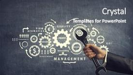  Presentation with mechanical - Beautiful theme featuring mechanical strenght - spannel tool in hand mixed backdrop and a dark gray colored foreground