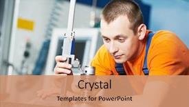  Presentation with cnc machine tool milling - Audience pleasing presentation theme consisting of mechanical technician measuring cutting tool backdrop and a coral colored foreground