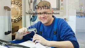  Presentation with cnc machine tool milling - Amazing theme having mechanical technician measuring detail backdrop and a coral colored foreground