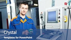  Presentation with mechanical engineering - Slide deck featuring mechanical technician near cnc milling background and a ocean colored foreground