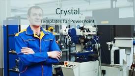  Presentation with milling machine - Theme with mechanical technician near milling machine background and a lemonade colored foreground