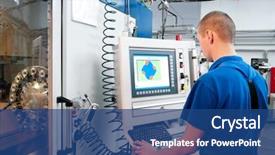  Presentation with cnc machine tool milling - Beautiful presentation theme featuring mechanical technician operative of cnc backdrop and a ocean colored foreground