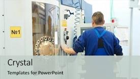  Presentation with cnc machine tool milling - PPT layouts consisting of mechanical technician operative of cnc background and a light gray colored foreground