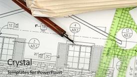  Presentation with architectural - Amazing PPT theme having mechanical tempelate - architectural blueprints of new homes backdrop and a  colored foreground
