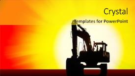  Presentation with excavator - Presentation theme having mechanical tempelate - construction background excavator silhouette background and a white colored foreground