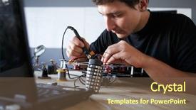  Presentation with soldering - Slide set enhanced with solder - picture of engineer with soldering background and a violet colored foreground