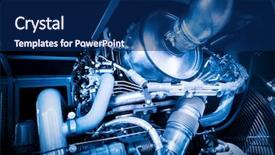  Presentation with train railway - Cool new theme with mechanical train - engine in a close-up industrial backdrop and a navy blue colored foreground