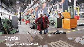  Presentation with computer engineering - Slides with mechanical train - engineering people manofacturing industry background and a gray colored foreground