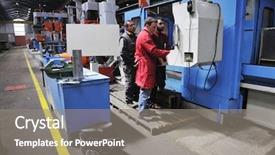  Presentation with computer engineering - Slides enhanced with mechanical train - engineering people manofacturing industry background and a gray colored foreground