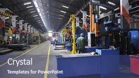  Presentation with computer engineering - Slides featuring mechanical train - engineering people manofacturing industry background and a ocean colored foreground