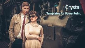  Presentation with steam - Theme consisting of mechanical train - vintage style couple near steam background and a tawny brown colored foreground