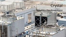  Presentation with conditioner - Presentation theme featuring mechanical ventilation - air conditioner unit on building background and a light gray colored foreground