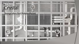  Presentation with pipes - Cool new slide set with mechanical ventilation - industrial background of pipes backdrop and a light gray colored foreground