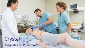  Presentation with male nurse - Slide set with female hand with stack of golden coins isolated on white background background and a cream colored foreground