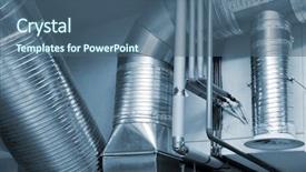  Presentation with pipes - Colorful PPT theme enhanced with mechanical ventilation - system of ventilating pipes backdrop and a ocean colored foreground