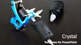  Presentation with black ink - Colorful presentation theme enhanced with mechanical vibration - machine for tattoo and bottle backdrop and a  colored foreground