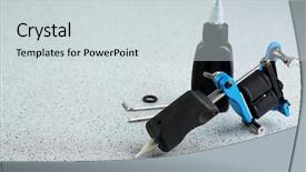  Presentation with black ink - Colorful presentation theme enhanced with mechanical vibration - machine for tattoo and bottle backdrop and a  colored foreground