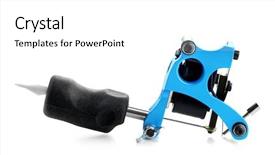  Presentation with machine synchrone - Colorful PPT theme enhanced with mechanical vibration - machine for tattoo isolated backdrop and a  colored foreground