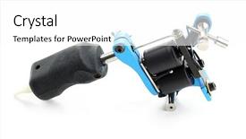 Presentation with tattoo - Cool new slide set with mechanical vibration - machine for tattoo isolated backdrop and a white colored foreground