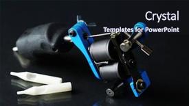  Presentation with tattoo - Audience pleasing slide set consisting of mechanical vibration - machine for tattoo on dark backdrop and a  colored foreground