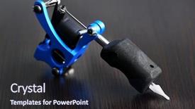  Presentation with mechanical - Cool new presentation design with mechanical vibration - machine for tattoo on dark backdrop and a  colored foreground