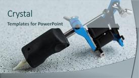  Presentation with machine synchrone - Cool new PPT theme with mechanical vibration - machine for tattoo on grey backdrop and a  colored foreground