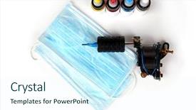  Presentation with vibration - PPT layouts with mechanical vibration - tattoo machine with colourful ink background and a cool aqua colored foreground