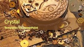  Presentation with gears - Audience pleasing presentation theme consisting of mechanical watch - gears on the old banknote backdrop and a tawny brown colored foreground