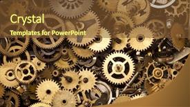  Presentation with mechanical watch - PPT theme consisting of mechanical watch - mechanism background and a tawny brown colored foreground