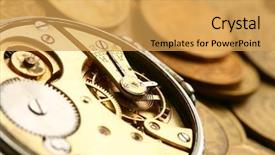  Presentation with time money - Amazing slides having mechanical watch - time is money backdrop and a yellow colored foreground
