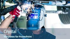  Presentation with mechanical - PPT theme featuring mechanical worker repairing car background and a ocean colored foreground
