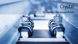  Presentation with industrial machine - Colorful PPT theme enhanced with mechanics material - metal machine parts backdrop and a light blue colored foreground