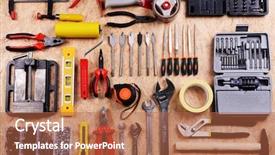  Presentation with tools - Cool new slide set with mechanics material - set of tools on plywood backdrop and a red colored foreground