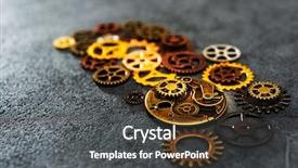  Presentation with mechanism - PPT theme having mechanism concept closeup view gear background and a dark gray colored foreground
