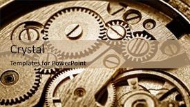  Presentation with old clock time antique - PPT layouts having mechanism in the old clock background and a coral colored foreground