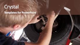  Presentation with heavy equipment mechanic - Audience pleasing PPT theme consisting of mechanism joint work - blond male mechanic inspecting backdrop and a tawny brown colored foreground