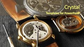  Presentation with mechanical watch - PPT theme having mechanism of old watch co background and a tawny brown colored foreground