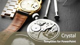  Presentation with mechanism - Slides consisting of mechanism of retro watch closeup background and a violet colored foreground