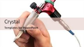  Presentation with machine to machine - Presentation design consisting of mechanism pain - red tattoo machine in hand background and a lemonade colored foreground