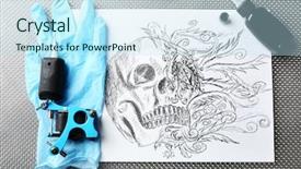  Presentation with machine to machine - Presentation with mechanism pain - tattoo machine sketch and tattoo background and a  colored foreground