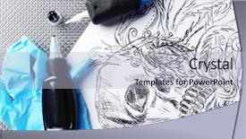  Presentation with tattoo - Amazing presentation having mechanism pain - tattoo machine sketch and tattoo backdrop and a light blue colored foreground