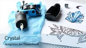  Presentation with tattoo - Audience pleasing slide set consisting of mechanism pain - tattoo machine sketch and tattoo backdrop and a  colored foreground