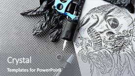  Presentation with tattoo - Theme enhanced with mechanism pain - tattoo machine sketch and tattoo background and a  colored foreground
