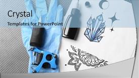  Presentation with tattoo - PPT layouts featuring mechanism pain - tattoo machine sketch and tattoo background and a  colored foreground
