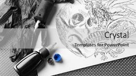  Presentation with polygraph lie detector machine - Amazing slides having mechanism pain - tattoo machine sketch and tattoo backdrop and a  colored foreground