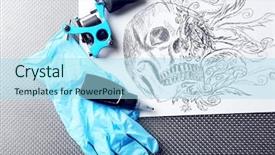  Presentation with alignment machine - Beautiful slides featuring mechanism pain - tattoo machine sketch and tattoo backdrop and a  colored foreground