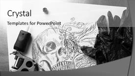  Presentation with agriculture mechanization irrigation machine - PPT layouts featuring mechanism pain - tattoo machine sketch and tattoo background and a white colored foreground