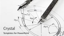  Presentation with tools - Presentation theme with mechanism scheme - drawing detail and drawing tools background and a white colored foreground