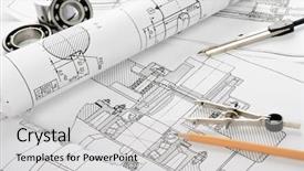  Presentation with engineering drawing tools - Cool new presentation with mechanism scheme - drawing detail and drawing tools backdrop and a light gray colored foreground